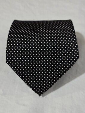 Charvet Place Vendome Made in France 100% Silk Necktie - Black w White Dots